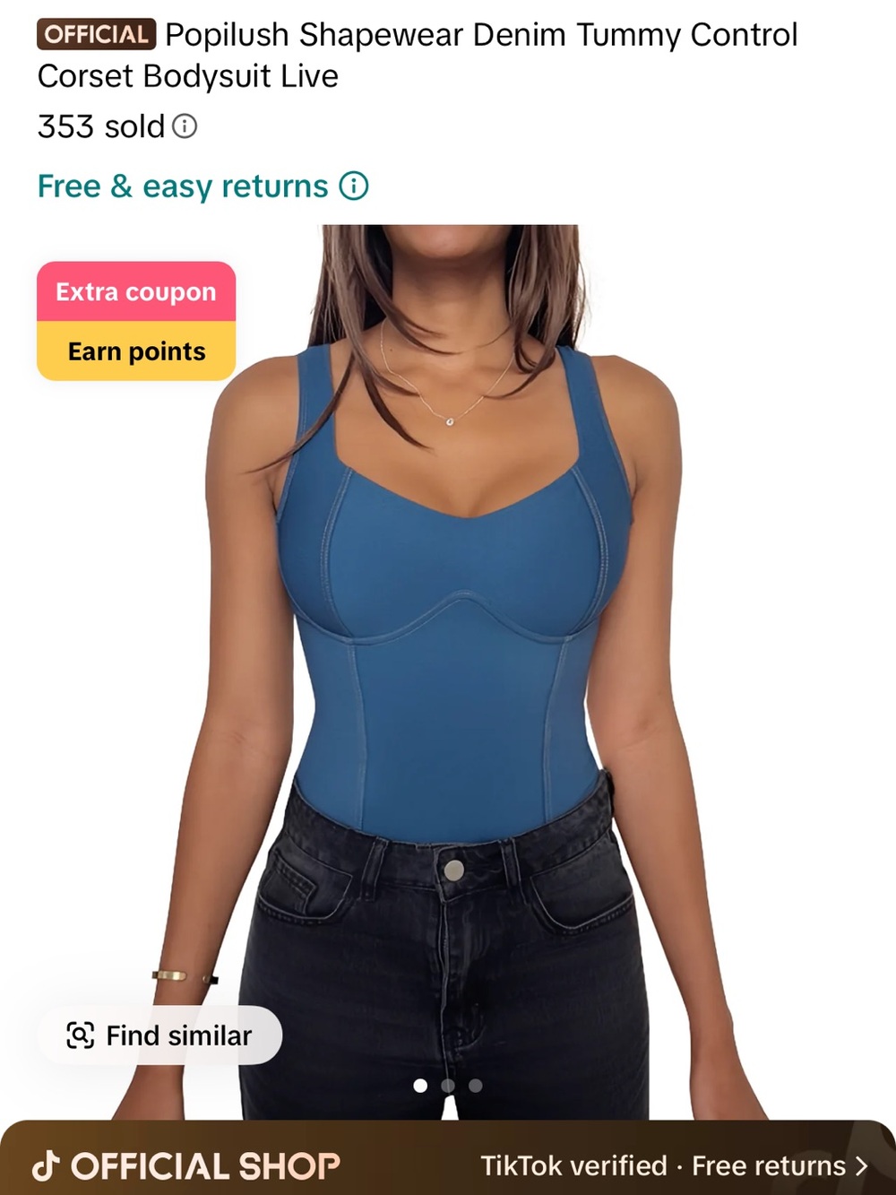 XL Popilush Shapewear Denim Tummy Control
Corset Bodysuit